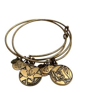 Alex and Ani Because I Love You & Grandmother Rafaelian Gold Bangles Set Of Two